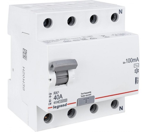 Выключатель дифференциальный (УЗО) RX3 4п 40А 100мА тип AC  402067  Legrand