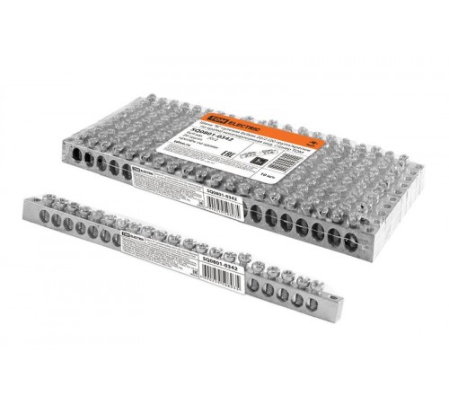 Шина "N" нулевая 6х9мм 20/2 (20 групп/крепеж по краям) никелированная инд. стикер  SQ0801-0342  TDM