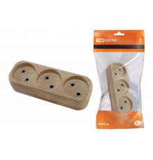 Колодка розеточная 3 гнезда 2П б/з 10А 250В "Эко" (сосна)   SQ1806-0047  TDM