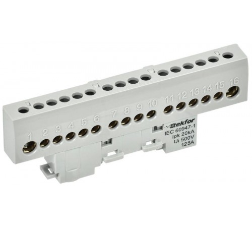 TEKFOR Шина L "фаза" изолированная на универсальном держателе 8х12-16-Ср  TF-NN20-16-KL-K03  IEK