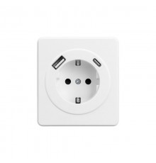 Розетка ROUND 1-ая с/з с/у з/ш 16А с USB A+C быстрой зарядки 5В/3А перламутр  KR-78-0704-1  Kranz