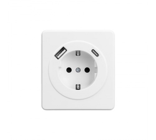 Розетка ROUND 1-ая с/з с/у з/ш 16А с USB A+C быстрой зарядки 5В/3А перламутр  KR-78-0704-1  Kranz