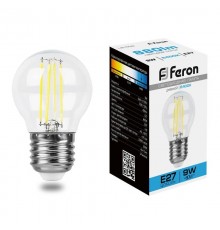 Лампа светодиодная, (9W) 230V E27 6400K прозрачная, LB-509  38224  FERON