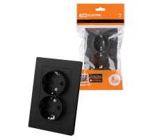 Розетка двойная 2П+З 16А 250В черная "Сенеж"  SQ1816-0276  TDM