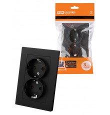 Розетка двойная 2П+З 16А 250В черная "Сенеж"  SQ1816-0276  TDM