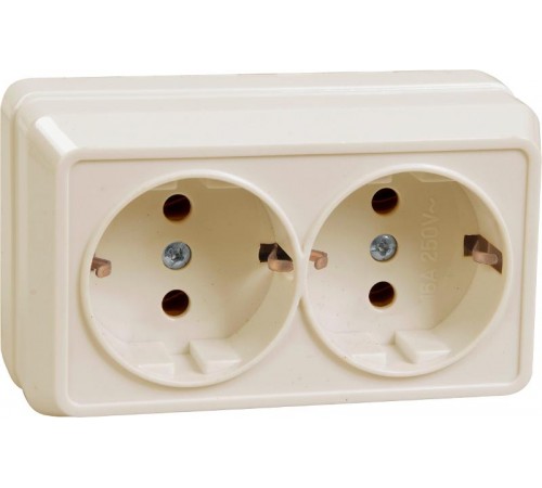 ОКТАВА кремовый Розетка 2-местная О/У с/з 16А РС22-3-ОКм  ERO21-K33-16-DC  GENERICA