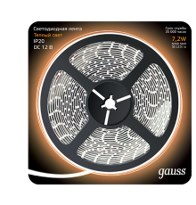 Лента светодиодная 5050/30-SMD 7.2W  12V DC  теплый белый (блистер 5м)  312000107  Gauss