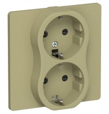 FLITE Розетка 2-ая с заземлением со шторками 16А РСш12-0-К-ФлО оливковый  FI-R24C-16-K26  IEK