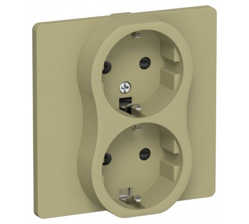 FLITE Розетка 2-ая с заземлением со шторками быстрозажимные клеммы 16А РСш12-1-К-ФлО оливковый  FI-R24C-16-1-K26  IEK