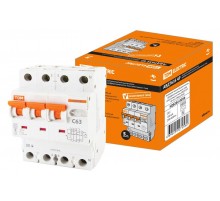 Выключатель автоматический дифференциального тока АВДТ 63S 3п+N 63А C 100мА тип AC  SQ0202-0050  TDM