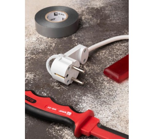 Вилка угловая плоская с/з белая "СТЕЛС" 16А 250В PRO  AVYF16-10-r  EKF