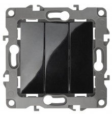 Выключатель тройной 12-1107-06 10АХ-250В,  чёрный  Б0014674  ЭРА