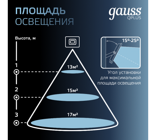 Прожектор светодиодный Qplus 10W 850lm 6500K 200-240V IP65 графитовый LED 1/20  690511310  Gauss