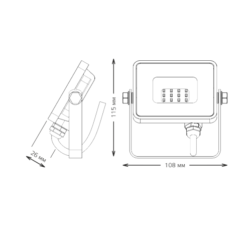 Прожектор светодиодный Qplus 10W 850lm 6500K 200-240V IP65 графитовый LED 1/20  690511310  Gauss