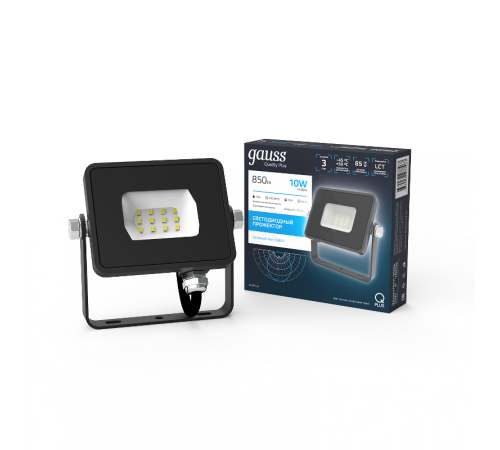 Прожектор светодиодный Qplus 10W 850lm 6500K 200-240V IP65 графитовый LED 1/20  690511310  Gauss