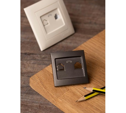 Валенсия лицевая панель розетки Phone 1-местная графит EKF PROxima   EST01-L-034-60   EKF