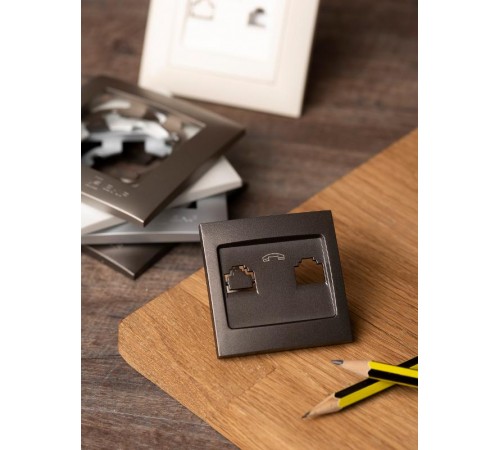 Валенсия лицевая панель розетки Phone 1-местная графит EKF PROxima   EST01-L-034-60   EKF