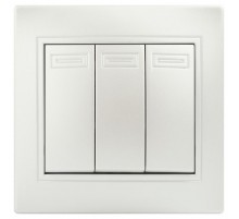 Выключатель Intro Plano 1-106-06 тройной, 10А-250В, IP20, СУ, перламутр  Б0053797  Intro