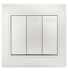 Выключатель Intro Plano 1-106-06 тройной, 10А-250В, IP20, СУ, перламутр  Б0053797  Intro