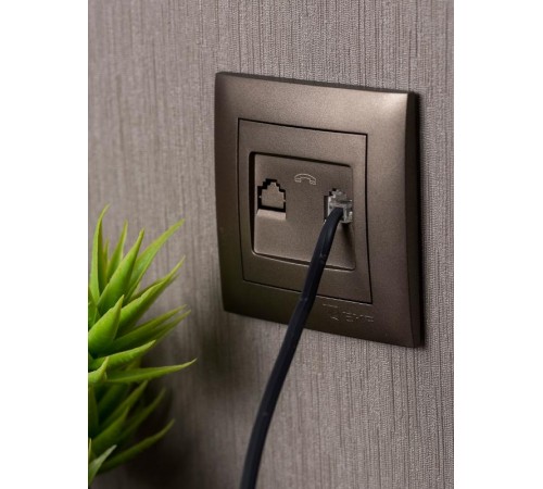 Валенсия лицевая панель розетки Phone 1-местная графит EKF PROxima   EST01-L-034-60   EKF