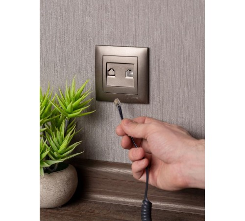 Валенсия лицевая панель розетки Phone 1-местная графит EKF PROxima   EST01-L-034-60   EKF