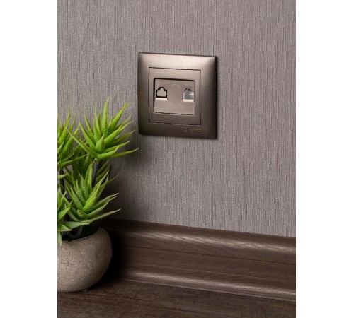 Валенсия лицевая панель розетки Phone 1-местная графит EKF PROxima   EST01-L-034-60   EKF