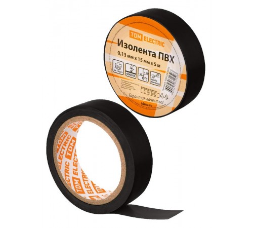 Изолента ПВХ 0,13х15мм Черная 5м  SQ0526-0076  TDM