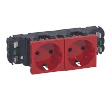 Розетка DLP нем.ст.2Х2К+З б/з.красн. Mosaic  077412  Legrand