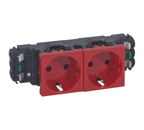 Розетка DLP нем.ст.2Х2К+З б/з.красн. Mosaic  077412  Legrand