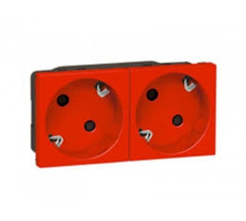 Розетка DLP нем.ст.2Х2К+З б/з.красн. Mosaic  077412  Legrand