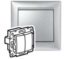 Valena Алюминий DIY Переключатель 2-клавишный 10А 250В схема 6/2 безвинтовые зажимы  694339  Legrand