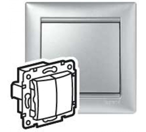 Valena Алюминий DIY Переключатель 2-клавишный 10А 250В схема 6/2 безвинтовые зажимы  694339  Legrand