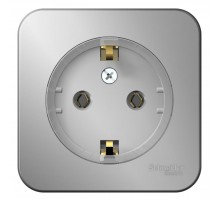 Blanca Алюминий О/У с изолирующей пластиной Розетка с заземлением без шторок, (тонкая) 16А, 250В  BLNRA110113  SE