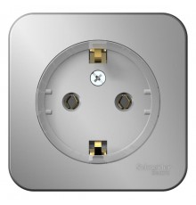 Blanca Алюминий О/У с изолирующей пластиной Розетка с заземлением без шторок, (тонкая) 16А, 250В  BLNRA110113  SE