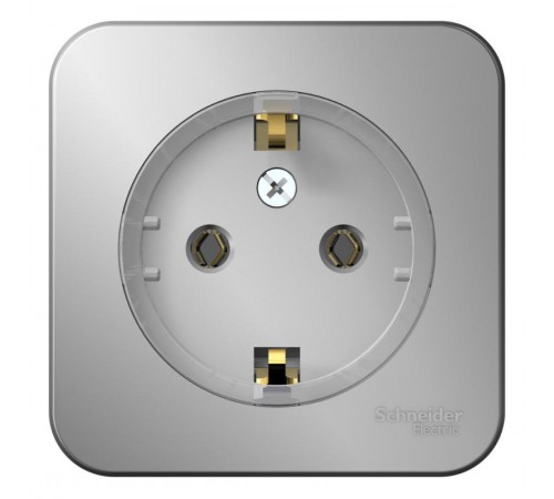 Blanca Алюминий О/У с изолирующей пластиной Розетка с заземлением без шторок, (тонкая) 16А, 250В  BLNRA110113  SE