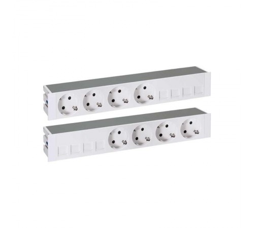 Двухсторонний врезной x12 розеточный блок, планка, 8x2P+E, 8xRJ45, алюминий, S400  47604040-133  Simon