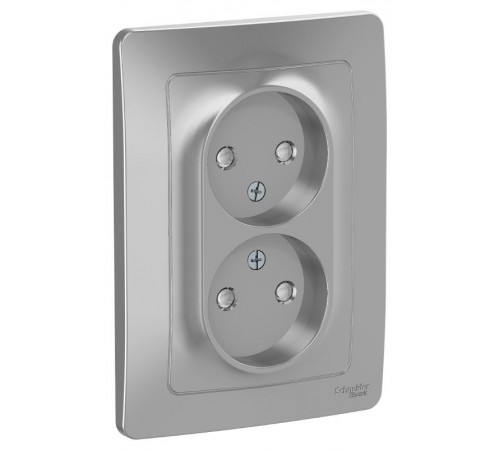 Blanca Алюминий С/У Розетка 2-ая без заземления со шторками, 16А, 250В  BLNRS000123  SE