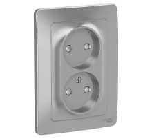 Blanca Алюминий С/У Розетка 2-ая без заземления со шторками, 16А, 250В  BLNRS000123  SE