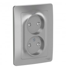 Blanca Алюминий С/У Розетка 2-ая без заземления со шторками, 16А, 250В  BLNRS000123  SE
