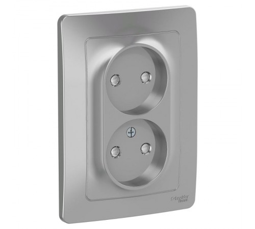 Blanca Алюминий С/У Розетка 2-ая без заземления со шторками, 16А, 250В  BLNRS000123  SE