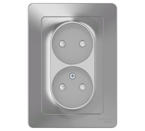 Blanca Алюминий С/У Розетка 2-ая без заземления со шторками, 16А, 250В  BLNRS000123  SE