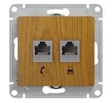 Glossa Дерево Дуб Розетка 2-я RJ11+RJ45, кат.5E  GSL000585  SE