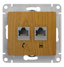 Glossa Дерево Дуб Розетка 2-я RJ11+RJ45, кат.5E  GSL000585  SE