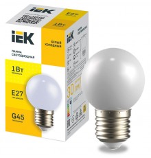 Лампа светодиодная декор. G45 шар 1Вт 230В холодный белый E27 для белт-лайта  LLE-G45-1-230-W-E27  IEK