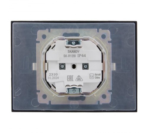SKANDY Розетка 2-местная с кр. 16А в сб IP44 SK-R12Bl черный  SK-R26-16-44-K02-F  IEK