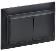 SKANDY Розетка 2-местная с кр. 16А в сб IP44 SK-R12Bl черный  SK-R26-16-44-K02-F  IEK