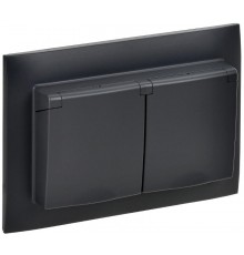 SKANDY Розетка 2-местная с кр. 16А в сб IP44 SK-R12Bl черный  SK-R26-16-44-K02-F  IEK