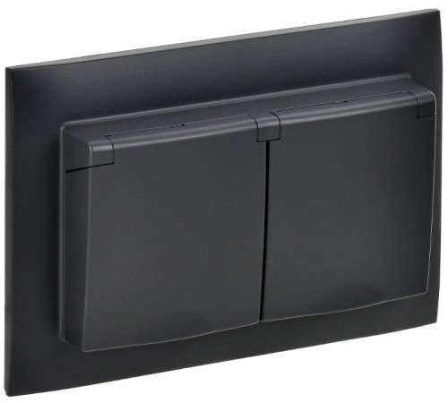 SKANDY Розетка 2-местная с кр. 16А в сб IP44 SK-R12Bl черный  SK-R26-16-44-K02-F  IEK