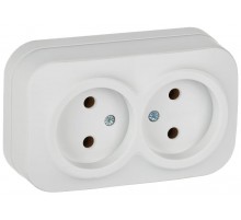 GLORY Розетка 2-местная без з/к/ш о/у 10А РС22-2-ХБм белый матовый  ERH20-K01M-10  IEK