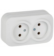 GLORY Розетка 2-местная без з/к/ш о/у 10А РС22-2-ХБм белый матовый  ERH20-K01M-10  IEK